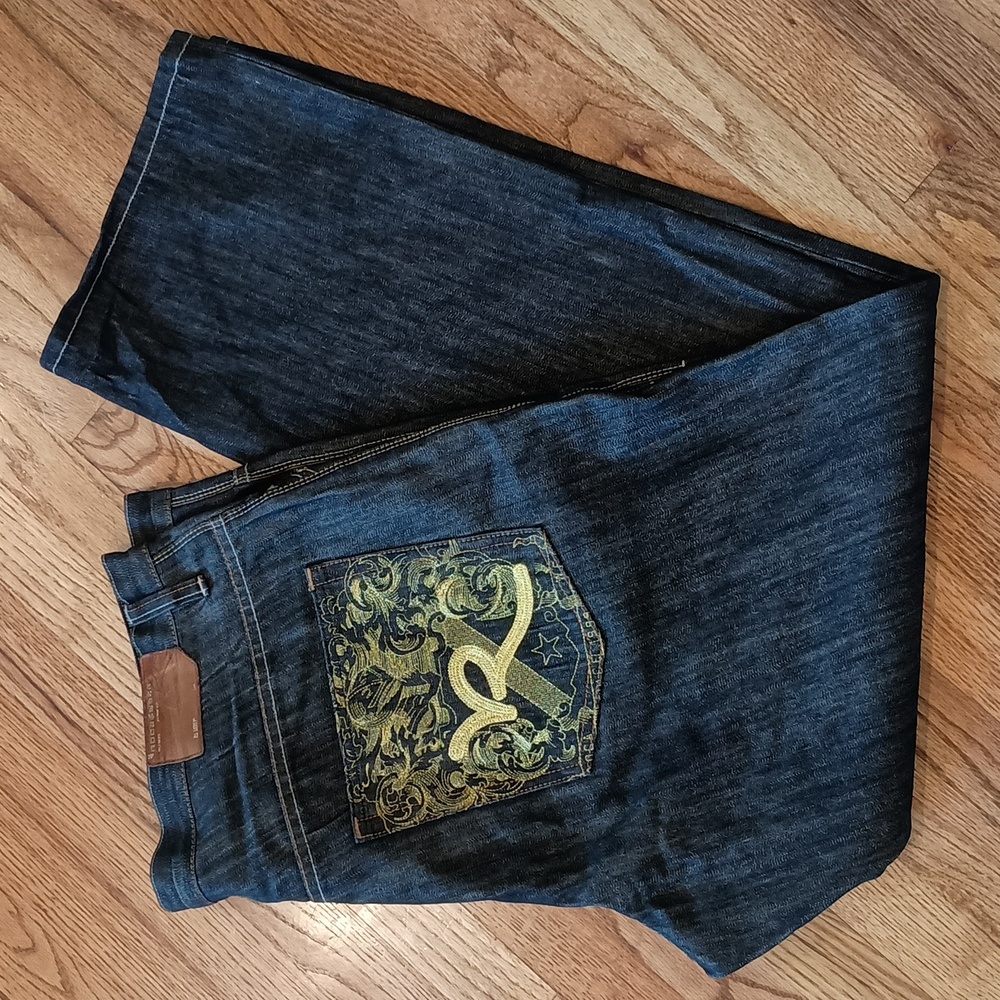 Rocawear- Denim Jeans with gold back pocket embroidery